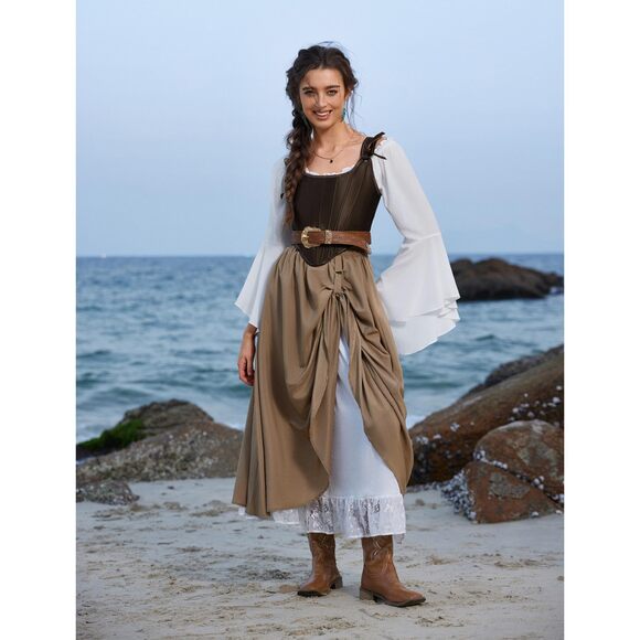 Brown Belt Women Renaissance Vintage Leather Waist Belts With Buckle Dark🐭 - Picture 7 of 8